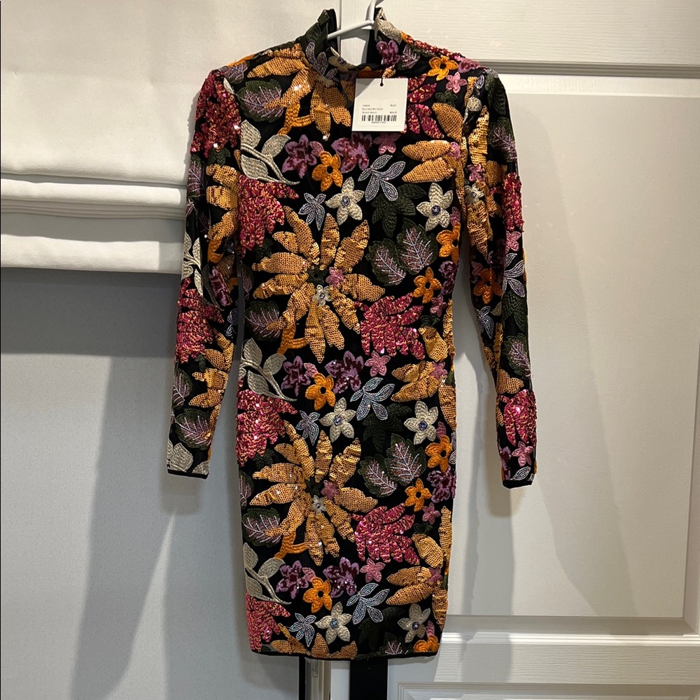 SMYTHE Floral Embroidered Long Sleeve Dress